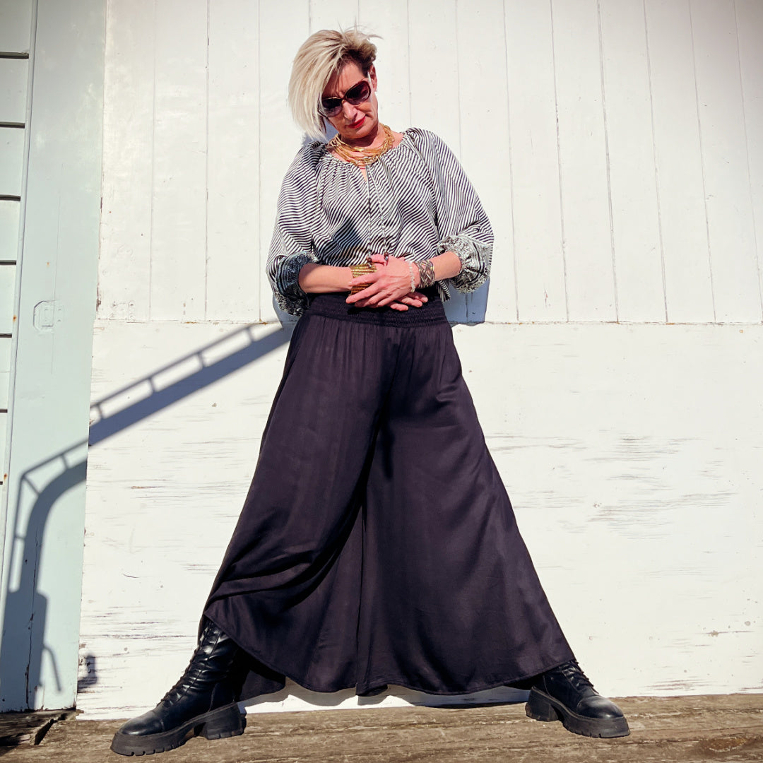 Silk Blend Palazzo Pants