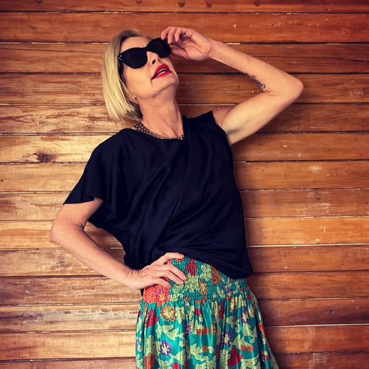 Silk Blend V Neck Top