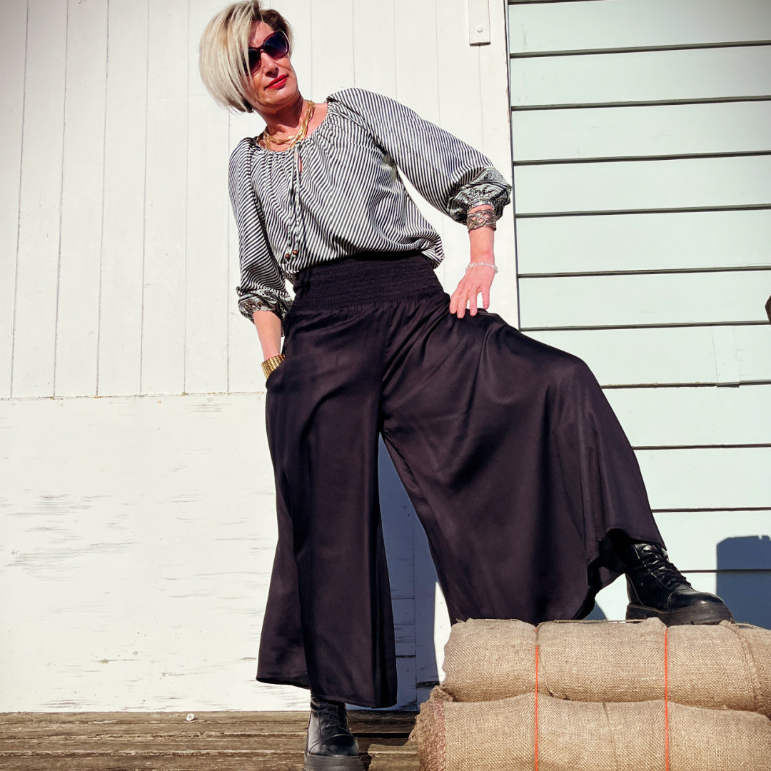 Silk Blend Palazzo Pants