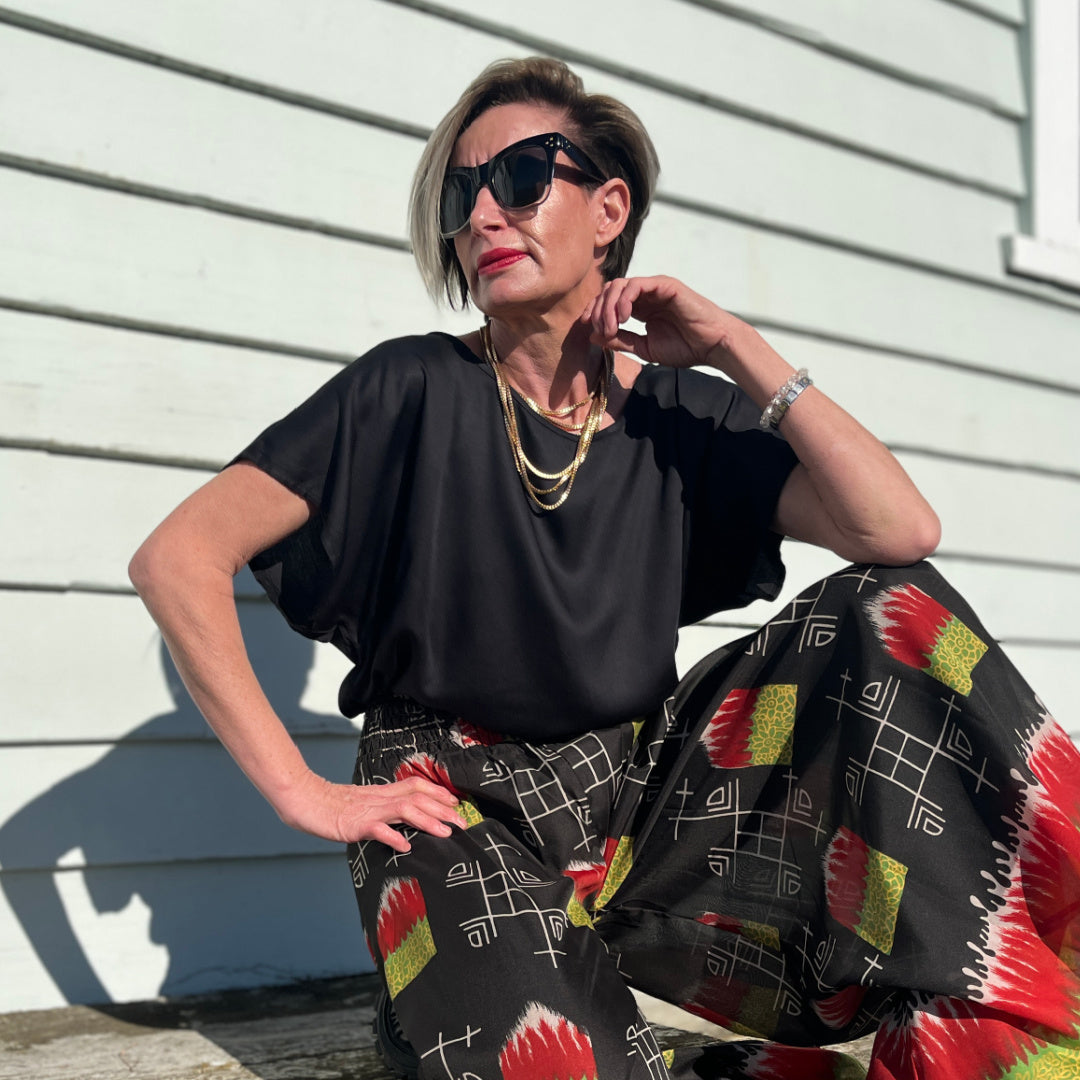 Silk Blend Round Neck Top