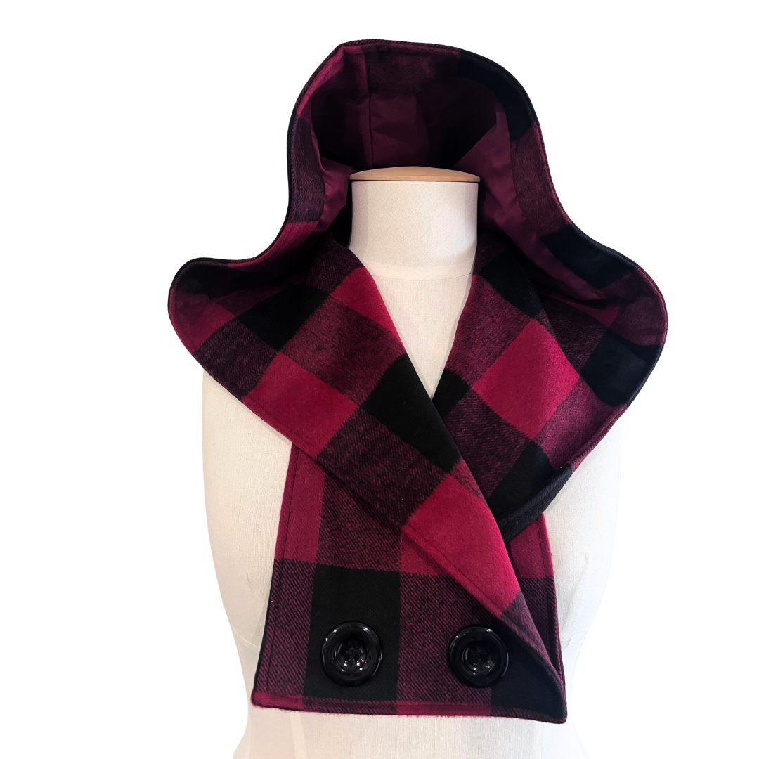 Hooded Scarf Red Black+