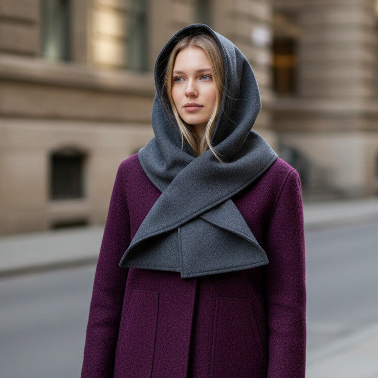 Hooded Scarf Dark Grey