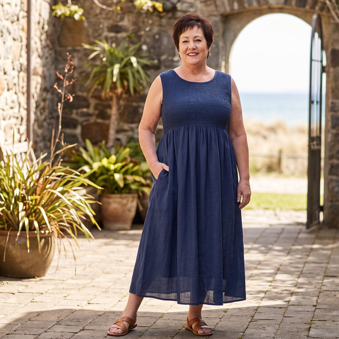 Poppy Dress - Navy