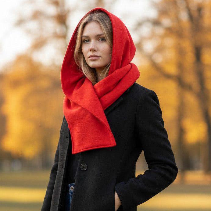 Hooded Scarf Red