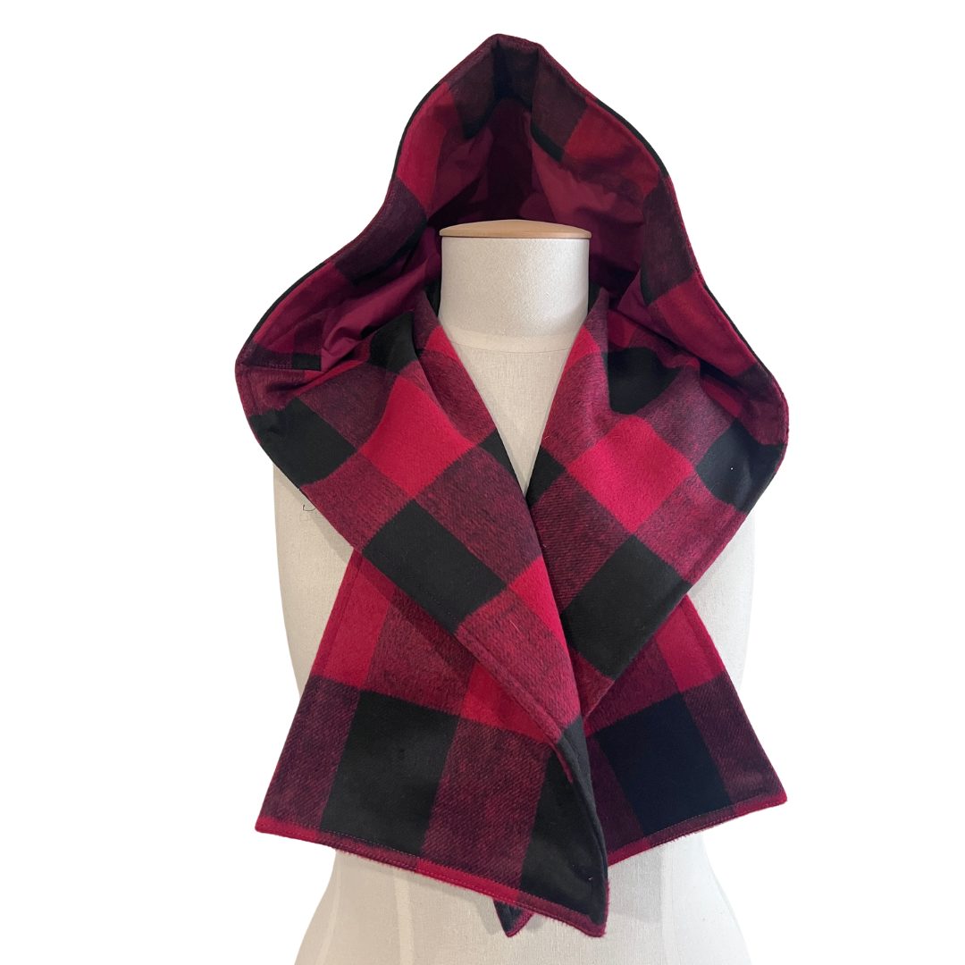 Hooded Scarf Red Black